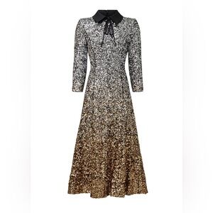 Badgley Mischka Silver and Gold Sequin Shirtdress